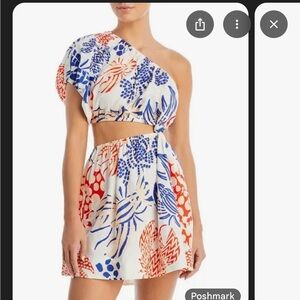 FARM Rio Red and Blue Skater Mini Skirt